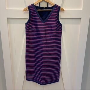Talbots sheath Striped Sleeveless Dress - Magenta and Navy size 8P